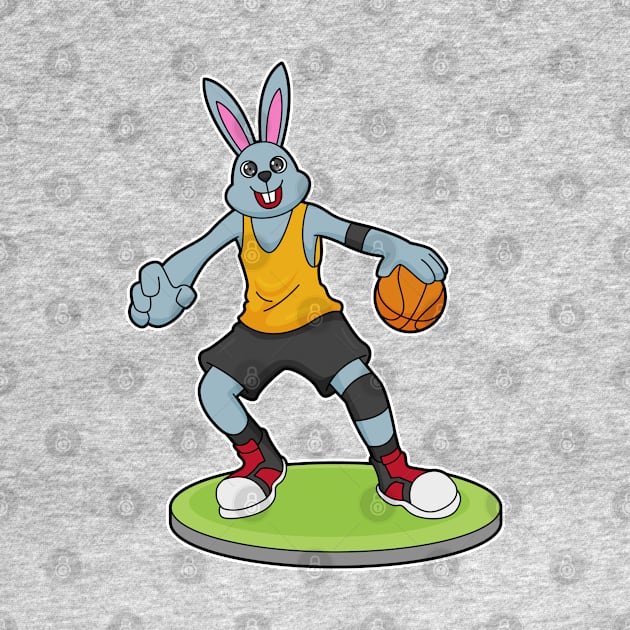 Rabbit as Basketball player with Basketball by Markus Schnabel